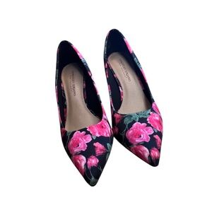 Christian Siriano Pink and Black Floral Heels